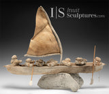 24" Masterpiece Whale Bone Umiak (Boat) by Bob Kussy & Goota Ashoona *AHOY!*