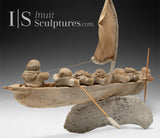 24" Masterpiece Whale Bone Umiak (Boat) by Bob Kussy & Goota Ashoona *AHOY!*