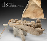 24" Masterpiece Whale Bone Umiak (Boat) by Bob Kussy & Goota Ashoona *AHOY!*