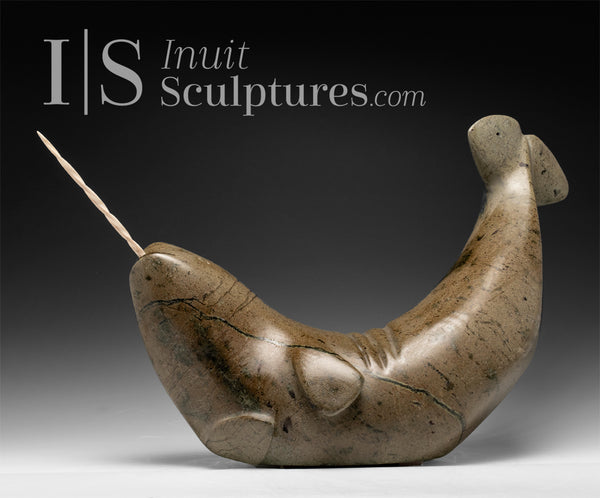 VINTAGE 21" Narwhal by Nalenik Temela *Old Wood*