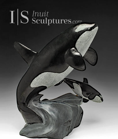 14" SIGNATURE Mother & Calf Orcas  Derrald Taylor *Determination*