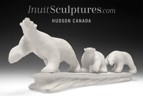 16” Mother Bear & Cubs by Esau Kripanik *Left Right, Left Right*