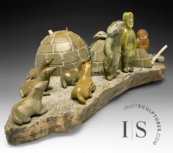 15" Igloo Scene by Mosesie Kolola (1930-1985)