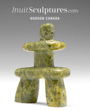 3" Lime Green Inukshuk by Alex Lyta Inuit Sculpture serpentine art