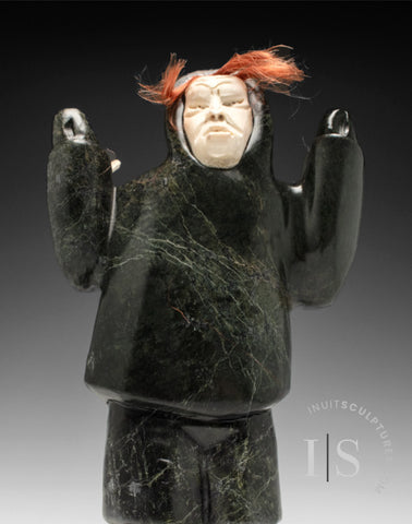 11" Eskimo Hockey Player by the Late Samonie Toonoo *He Shoots... He Doesn't Score!*