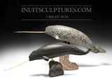 30" Mother and Calf Narwhals by Inuk Charlie