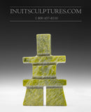 3" Green Inukshuk by Arnotok Ipeelee