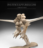 36" Mother & Child riding on Bird Whalebone Collage by World Famous James Alivaktuk