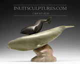 10" Mother and Calf Whales by Famous Jimmy Iqaluq