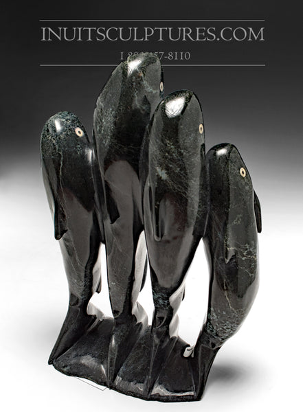 13" School of Char Fish with Inlaid Eyes by Kakee Ningeosiak