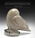 9" Grey Slate Owl by Famous Manasie Akpaliapik