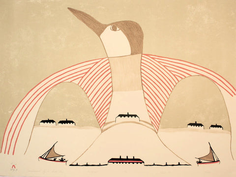 1985 OVERSHADOWED BY A GREAT BIRD by Pudlo Pudlat