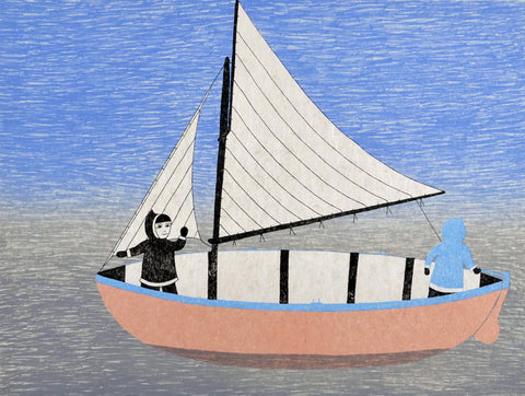 1982 YOUNG MEN SAILING by Jamasie Teevee