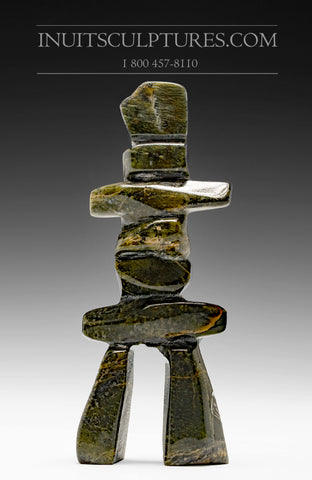 5" Dark Inukshuk by Ningeosiak Ashoona