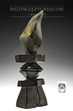 10" Striking Black Inukshuk by Allan Oshutsiaq