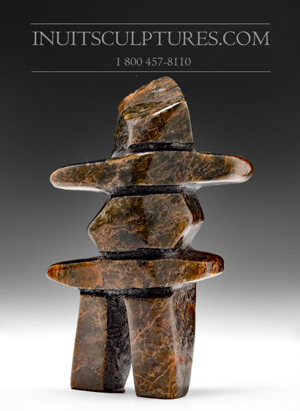 5.5" Brown Inukshuk by Samonie Shaa