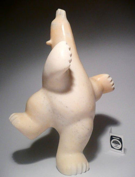 14" White Dancing Bear by Johnny Manning