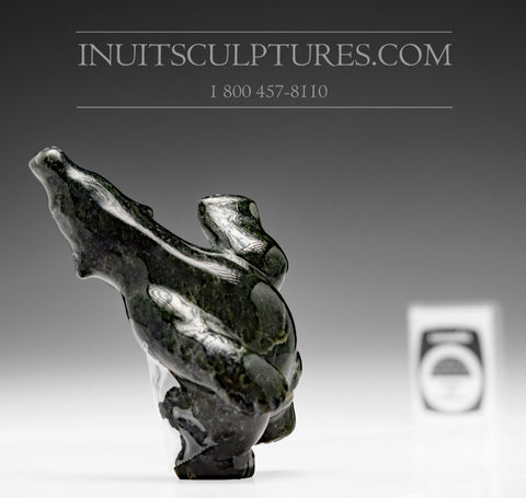 3.5" Black Arching Dancing Bear by Markoosie Papigatok